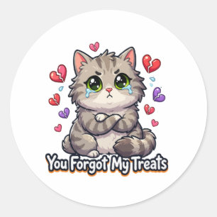 Sticker Rond Chat triste, vous avez oublié mes friandises