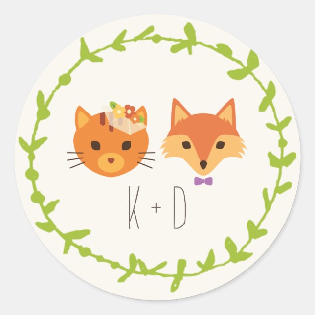 Sticker Rond Chat Whimsland et mariage Fox (Devant)