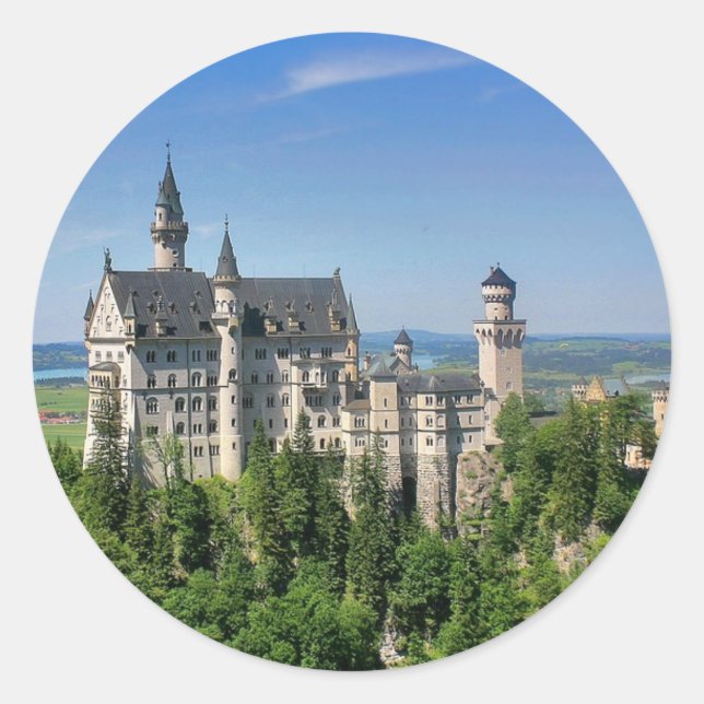 Sticker Rond Château de Neuschwanstein, Bavière Allemagne (Devant)