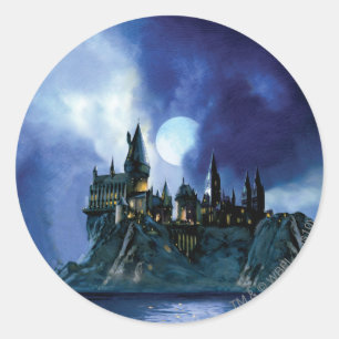 Sticker Rond Château Harry Potter   Poudlard la nuit