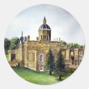 Sticker Rond Château Howard North Yorkshire peinture aquarelle