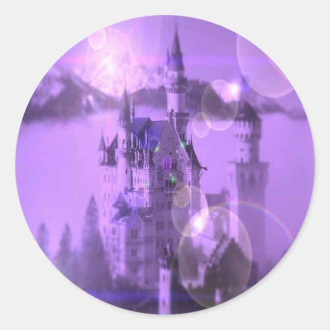 Sticker Rond Château romantique violet mariage gothique (Devant)
