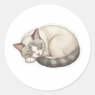 Sticker Rond Chaton BB dormant mignon et confortable
