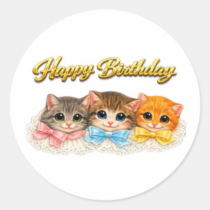 Sticker Rond Chatons de style victorien Rubans et dentelle Anni