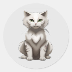 Sticker Rond Chatons kawaii chatons blancs mignons, animaux dom