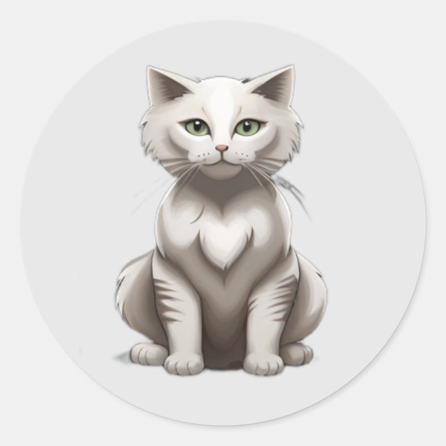 Sticker Rond Chatons kawaii chatons blancs mignons, animaux dom (Devant)