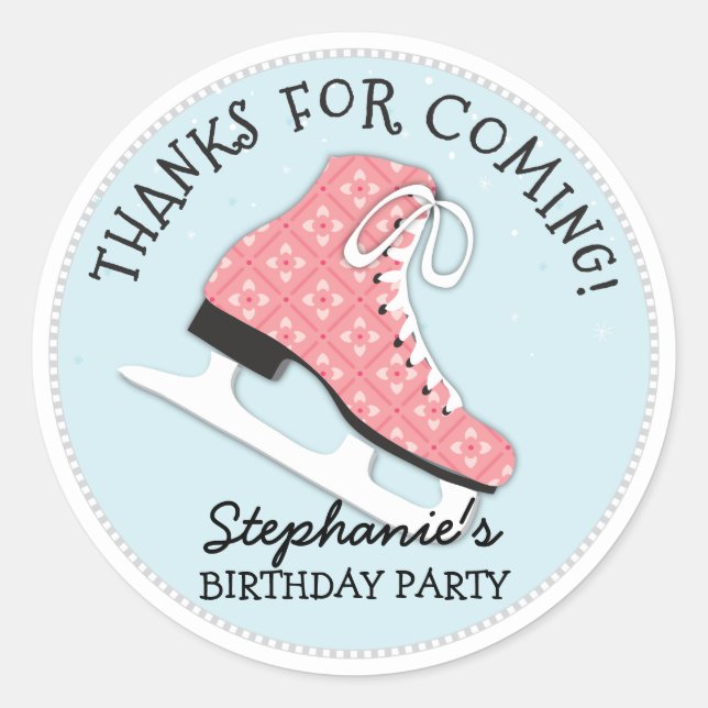 Sticker Rond Chatouilleuse fille Patinage sur glace Anniversair (Devant)