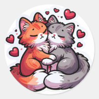Chats affectueux avec coeur