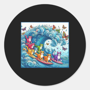 Sticker Rond Chats Bleus Vague Pour Kamala Drôle Chat Dame