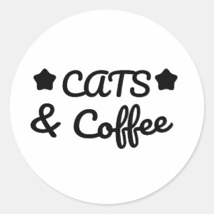 Sticker Rond Chats & Café - Cadeau pour amateur de chats