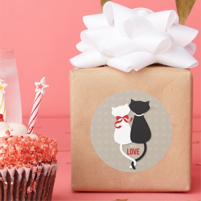 Sticker Rond Chats d'amour – Conception mignonne d'un couple de (Fête)