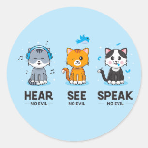 Sticker Rond Chats de l'entendre voir parler aucun mal / Autoco