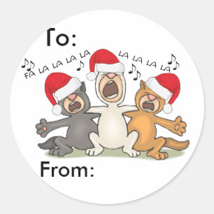 Sticker Rond Chats de Noël de chant