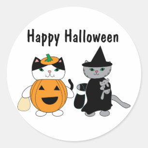 Sticker Rond Chats d'Halloween en costumes