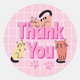 Sticker Rond Chats Doodle Merci 