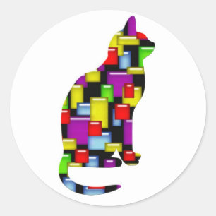 Sticker Rond chats en mosaïque