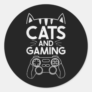 Sticker Rond Chats Et Jeu Amusant Amoureux des chats Joueur-Cad