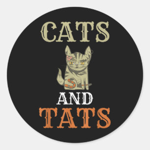 Sticker Rond Chats Et Tats Encre Tatouage Adulte
