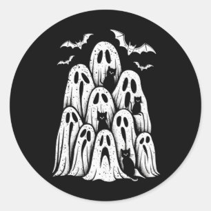 Sticker Rond Chats fantômes d'Halloween amateur de saison effra