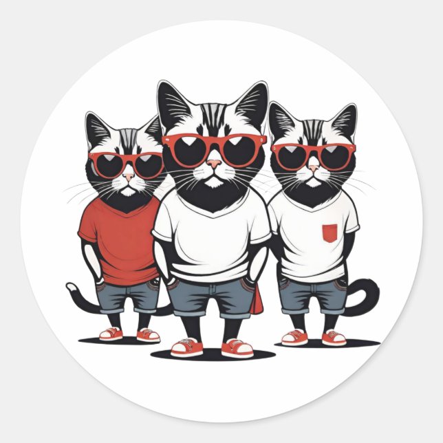 Sticker Rond Chats Gangster mignons (Devant)