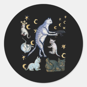 Sticker Rond Chats médiévaux moches