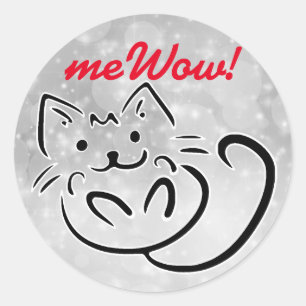 Sticker Rond Chat's meWOW Sparkle Personnalisable Bon Travail S