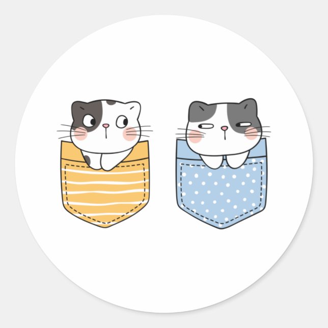 Sticker Rond Chats mignons (Devant)