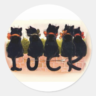 Sticker Rond Chats noirs chanceux