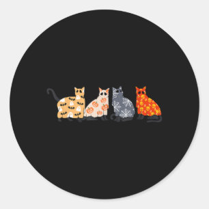Sticker Rond Chats noirs Chatons Kitty Citrouille Effrayant Épo