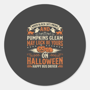 Sticker Rond Chats noirs d'Halloween Citrouille Conducteur de b
