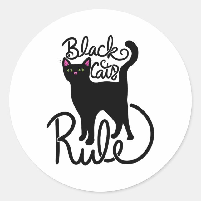 Sticker Rond Chats noirs Règle amusante Chat noir Maman mignonn (Devant)