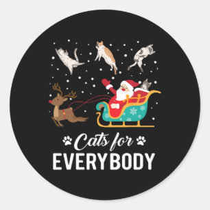 Sticker Rond Chats pour tout le monde Noël Chat Funny Noël Père