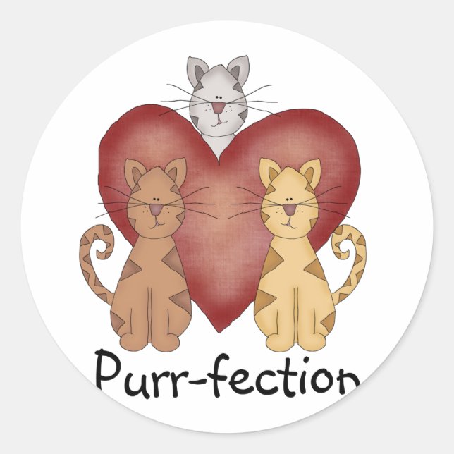 Sticker Rond Chats Purr-fection Tshirts et cadeaux (Devant)