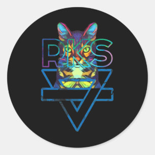 Sticker Rond Chats Rainbow Kitten Surprise Cute Chat