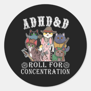 Sticker Rond Chats Rpg Joueur Rouler Pour La Concentration D20