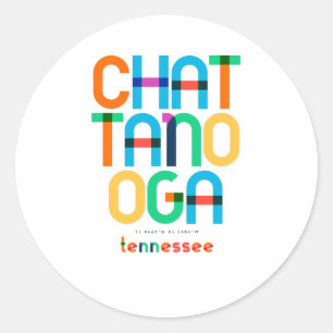 Sticker Rond Chattanooga Tennessee Mid Century, Pop Art,