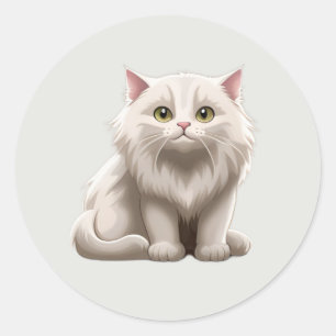 Sticker Rond Chatte chatte blanche kawaii chatons, animaux de c