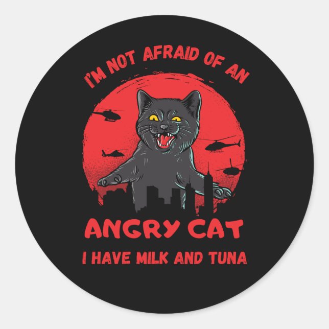 Sticker Rond Chatte coquin. Bête de chat drôle. Chat malicieux (Devant)