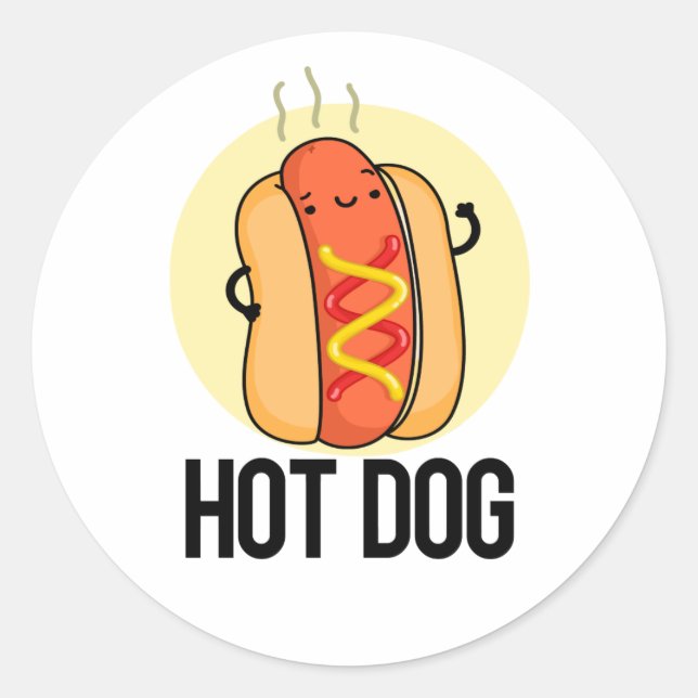 Sticker Rond Chaud Chien Funny Snack Pun (Devant)