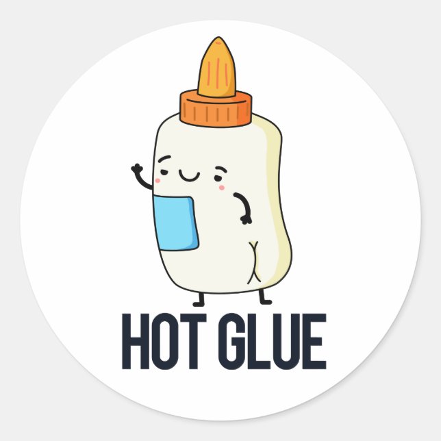 Sticker Rond Chaud Colle drôle Pun (Devant)