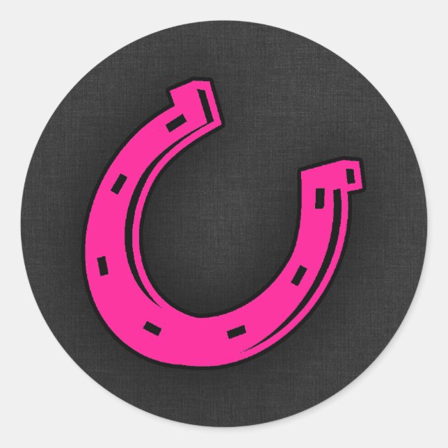 Sticker Rond Chaud en fer à cheval rose (Devant)