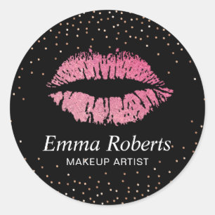 Sticker Rond Chaud Rose Lips Rose Gold Confetti Artiste maquill