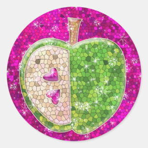 Sticker Rond Chaud rose Parties scintillant Bijou Menthe verte 
