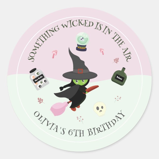 Sticker Rond Chaud vert sorcier Halloween anniversaire (Devant)