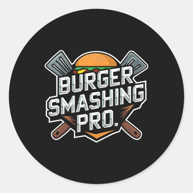 Sticker Rond Chauffage Burger Lover Grillé Cheeseburger Plat To (Devant)