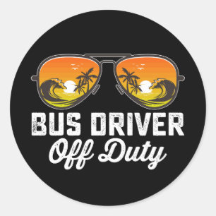 Sticker Rond Chauffeur D'Autobus Lunettes De Soleil Hors Servic