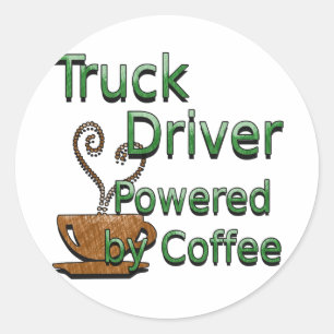 Sticker Rond Chauffeur de camion actionné par le café