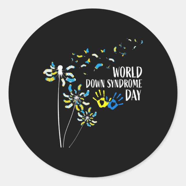 Sticker Rond Chaussettes Dandelion World Down Syndrome Sensibil (Devant)