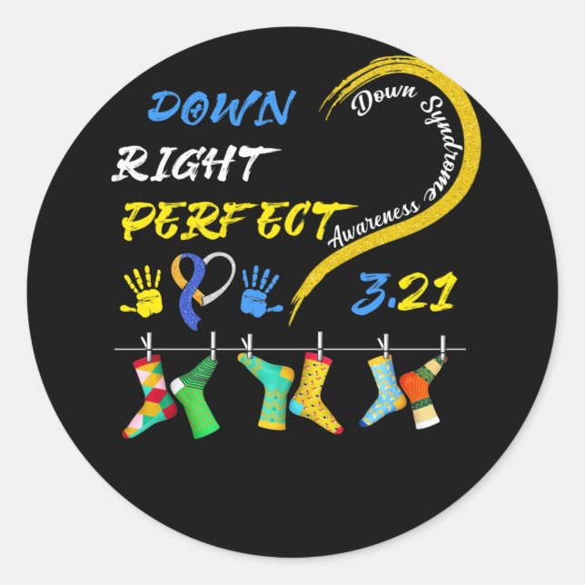 Sticker Rond Chaussettes de sensibilisation de la Journée mondi (Devant)