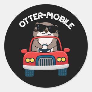 Sticker Rond Chaussure de voiture animal drôle Otter-mobile